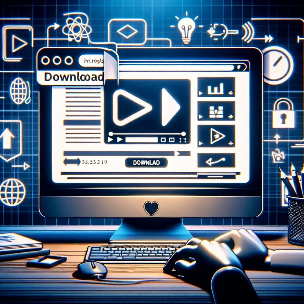 "Person using a YouTube video downloader on a laptop to save videos for offline viewing, illustrating key features and benefits of video downloading tools in the Complete Guide to YouTube Video Downloaders."